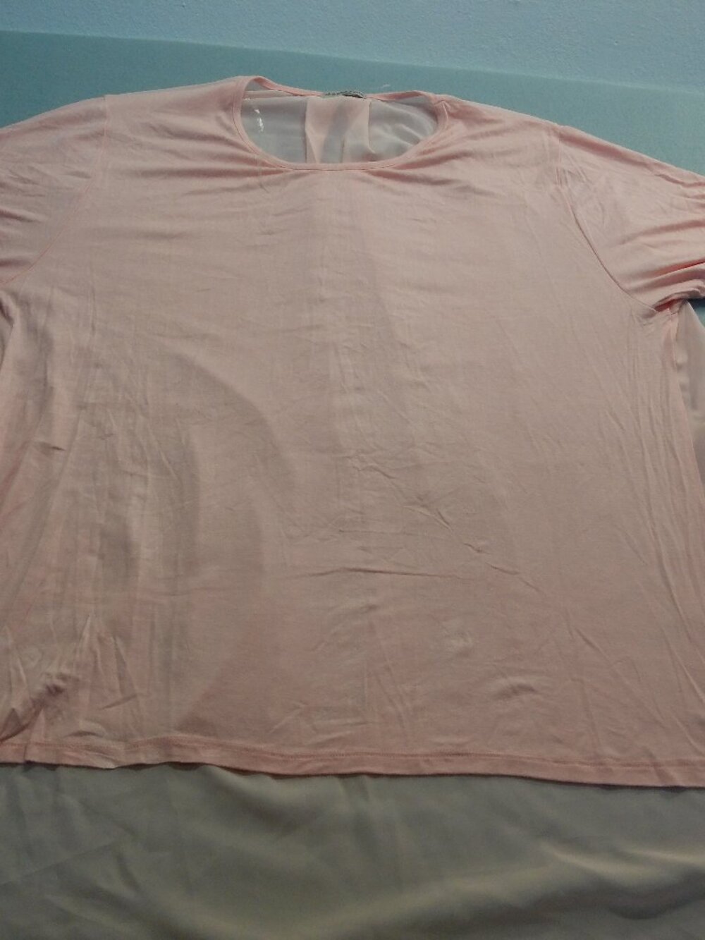 Pink High Low Hem Top Cha Cha Vente Short Sleeves Chiffon Layer Size 1X